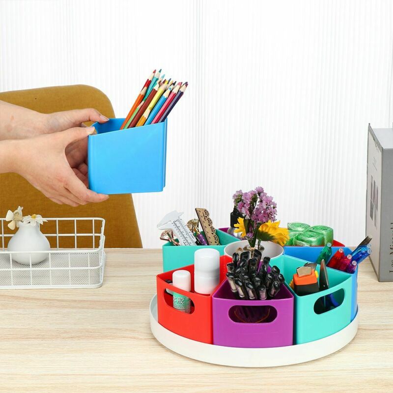 Multifunctional Desk Storage Box Pen Barrel Rotating Organizer Pencil ...